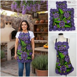 Mexican Embroidered Purple Zinacantan Artisan Apron